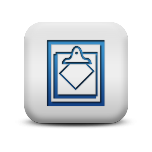 116885 matte blue and white square icon business clipboard